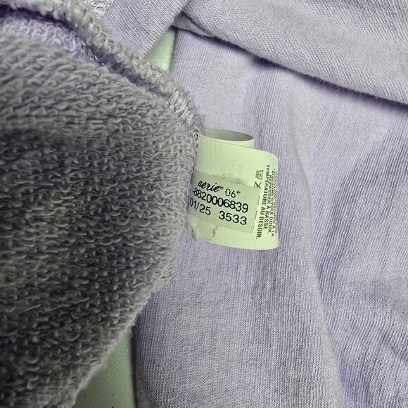 Aerie Easy Street Sweatshirt Pullover M Tie Neck Lavender Long Sleeve Oversized - Picture 8 of 8
